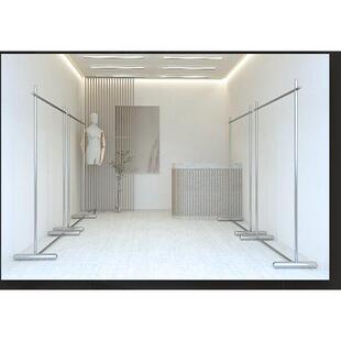 服装店展示架陈列架落地式不绣钢挂衣架中岛侧挂网红女装店货架子