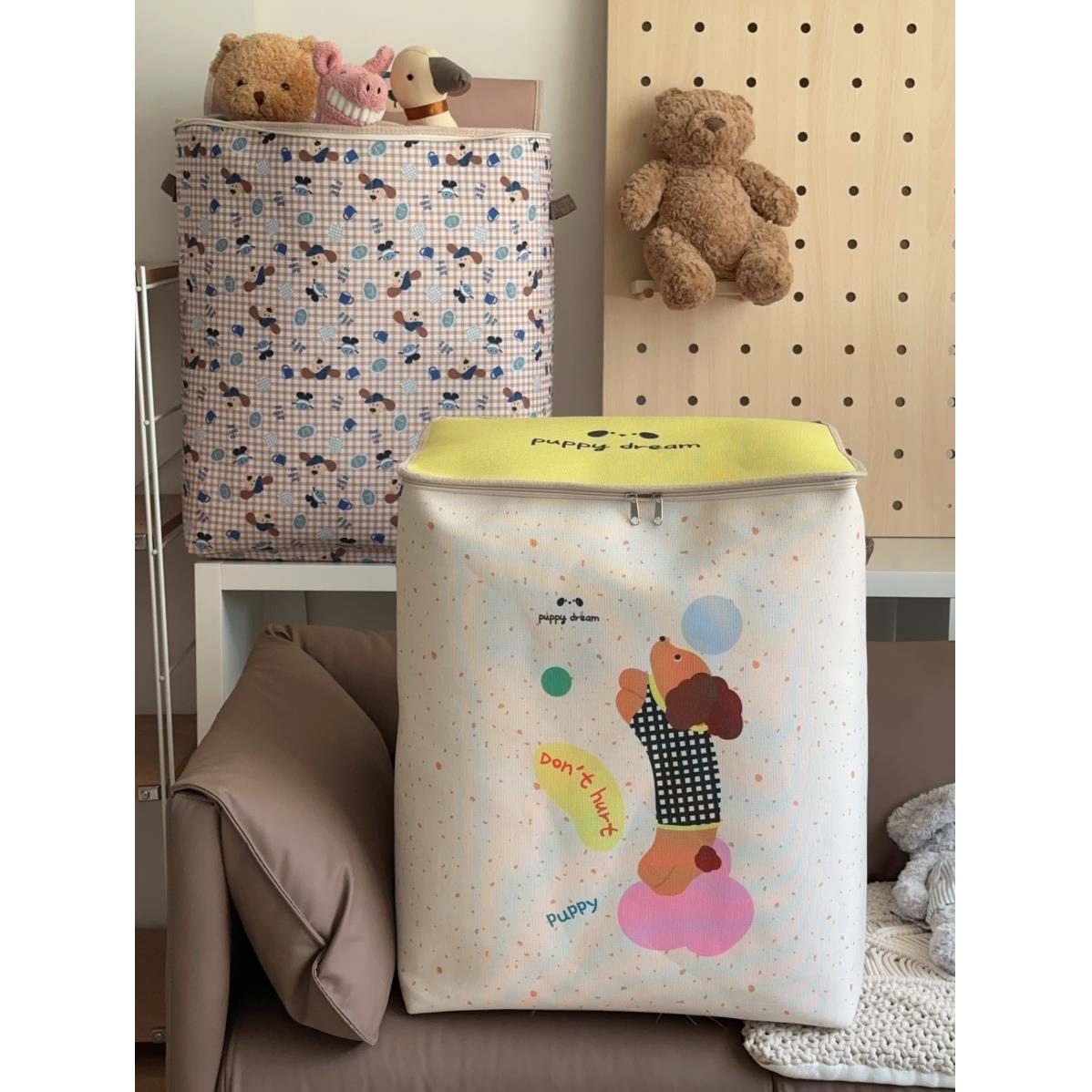 卡通拉链款衣服收纳箱狗狗印花收纳袋大容量防潮防水被子搬家袋筐