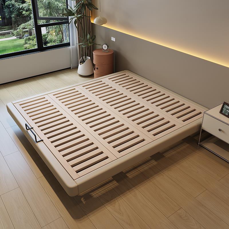 无床头全榉木排骨架榻榻米实木床架子落地床小户型定制床任意尺寸