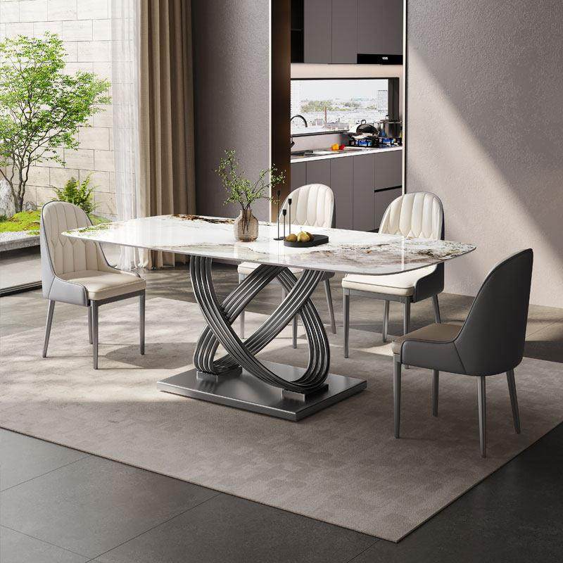 意式轻奢餐桌椅组合现代简约极简超晶石岩板餐桌小户型家用长方形,住宅家具,岩板餐桌,淘宝优惠券,粉丝福利购,淘宝优惠卷
