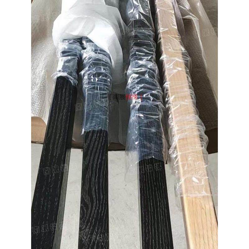 实木红橡木烤漆卡槽毛坯玻璃扶手楼梯阳台中庭护栏免漆显纹扶手