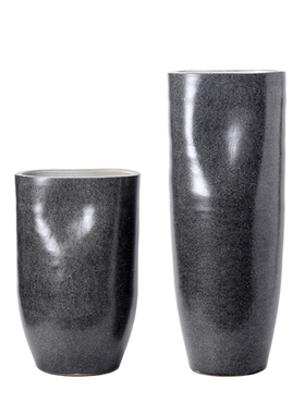 现代极简家居灰色皮纹落地大花瓶样板房客厅酒店T售楼部陶瓷工艺