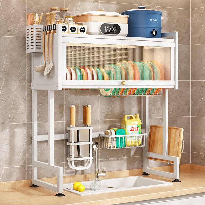 帅仕(shuagishi)厨房置物架带柜门水槽水池沥水架碗架台面碗碟碗