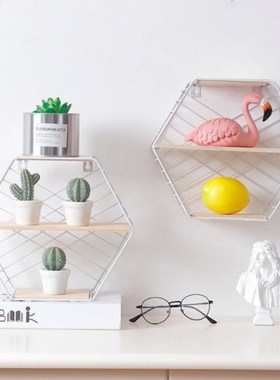 Wall Mounthed Floating Shelf Modern Simple Geometry Wood Met