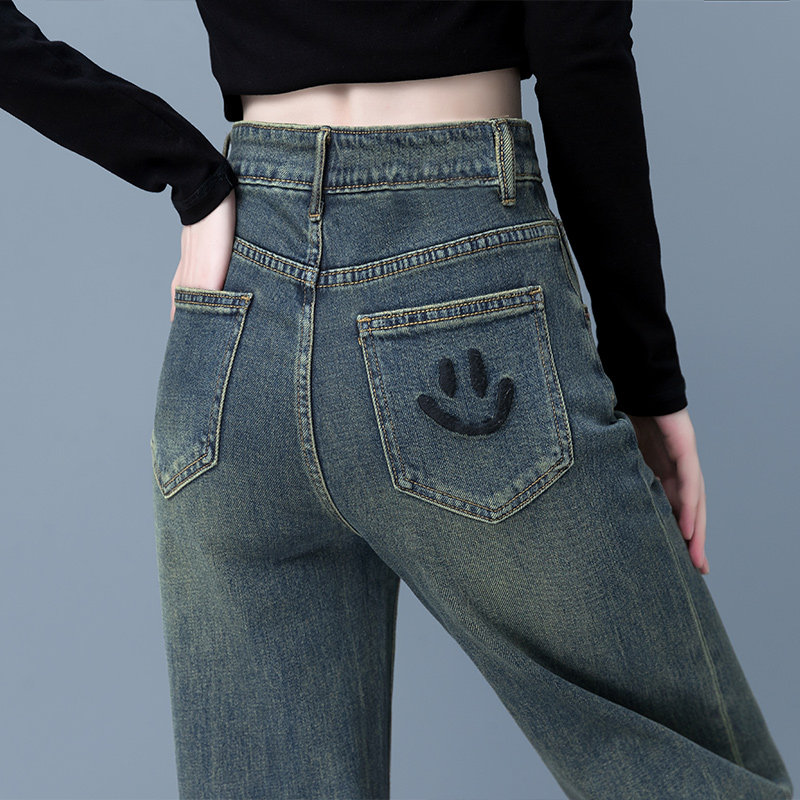 高档秋冬加绒加厚烟灰直筒牛仔裤女长裤新款显瘦小个子九分阔腿裤,女装/女士精品,牛仔裤,淘宝优惠券,粉丝福利购,淘宝优惠卷