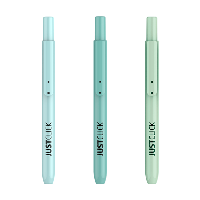 韩国MORRIS JUSTCLICK按动式荧光笔高颜值薄荷色系斜方笔尖3.5mm填色标记绘画笔记防干设计可换笔芯学生白领
