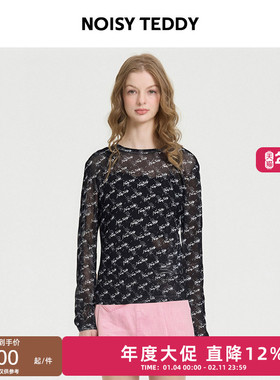 NOISY TEDDY25年夏季新款时尚潮流字母印花女士圆领长袖套头罩衫