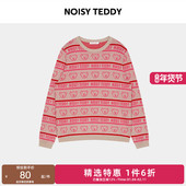TEDDY26年春季 新款 可爱熊头女士圆领套头毛衫 NOISY 宽松甜美时尚