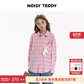 TEDDY 格子衬衫 26年春季 可爱甜美风儿童长袖 立体熊百搭 新款 NOISY
