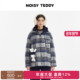 TEDDY男女同款 25冬季 新款 NOISY 经典 复古格子可爱立体熊连帽棉服