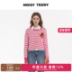 时尚 NOISY 百搭 彩色扣子条纹女士圆领开衫 针织衫 TEDDY26春季 新款
