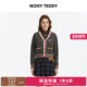TEDDY25秋季 开衫 新款 NOISY 时尚 潮流拼色女士V领长袖 毛衫 舒适百搭