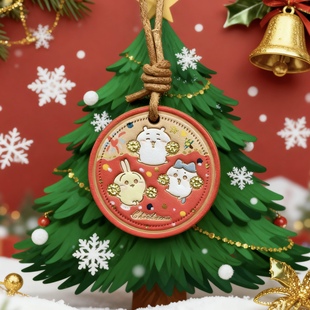 chiikawa包包精致小挂件皮质钥匙扣挂件包包皮革植鞣牛皮圣诞挂件