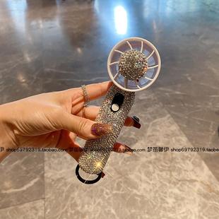 USB手持水钻小风扇桌面便携随身挂脖小型折叠办公迷你充电风扇新