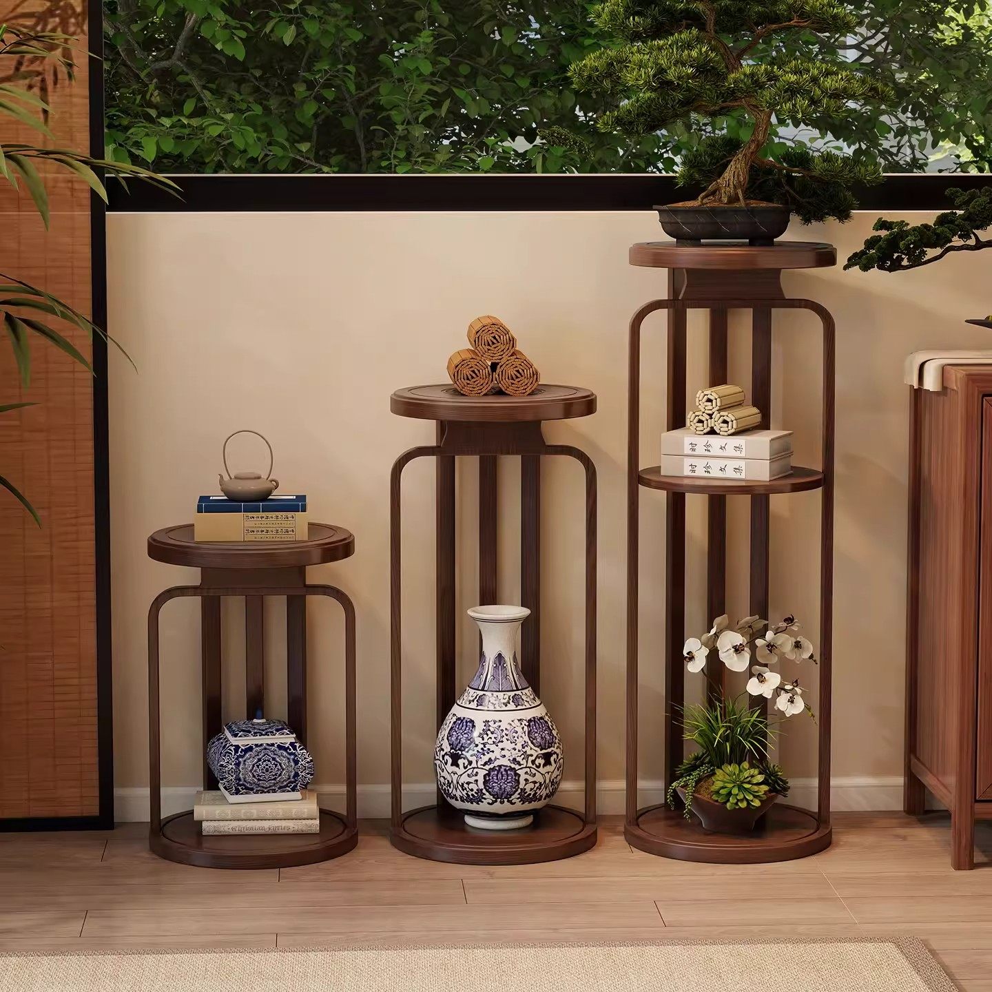 新中式花架子2026新款爆多功能置物架款落地式阳台绿萝绿植托架子,住宅家具,花架/花几,淘宝优惠券,粉丝福利购,淘宝优惠卷