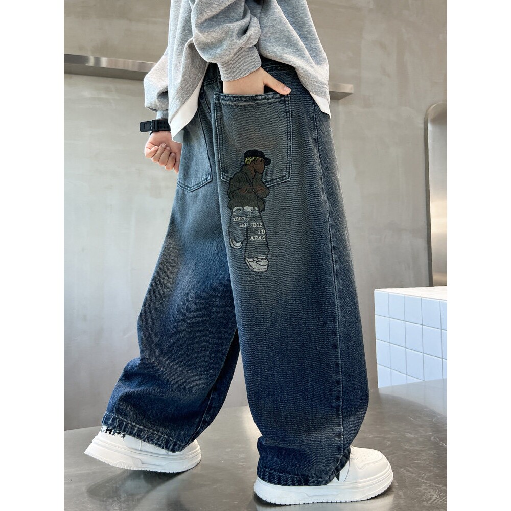 左西风云儿童装男童春秋款牛仔裤子2026新款春装中大童春季休闲男