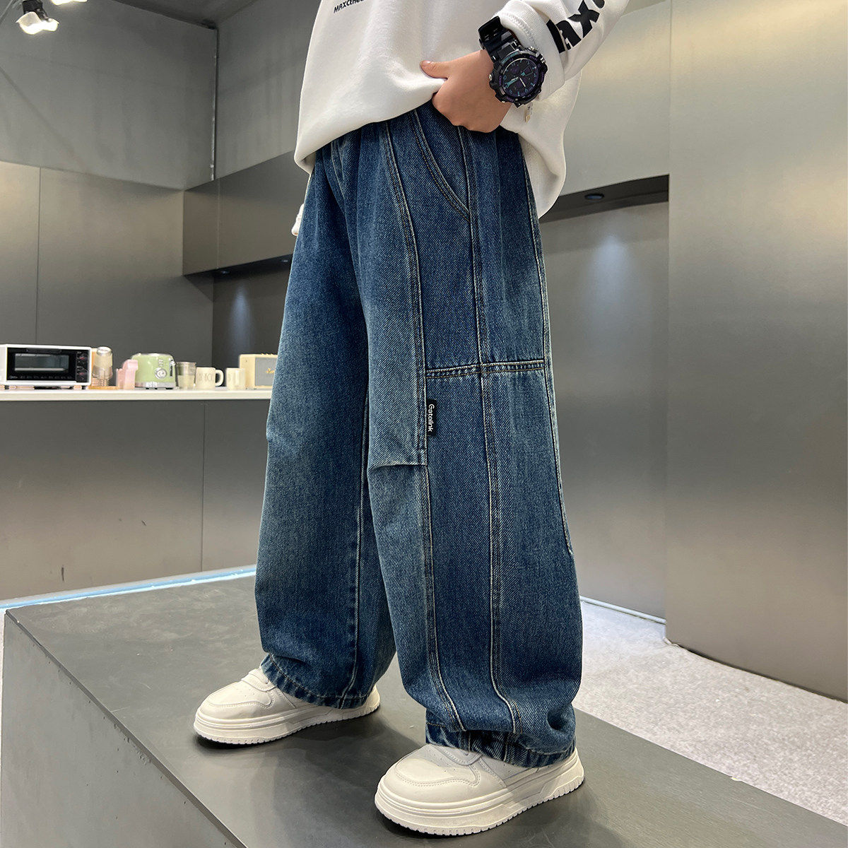 左西风云儿童装男童春秋款牛仔裤子2026新款春装男孩休闲春季中大