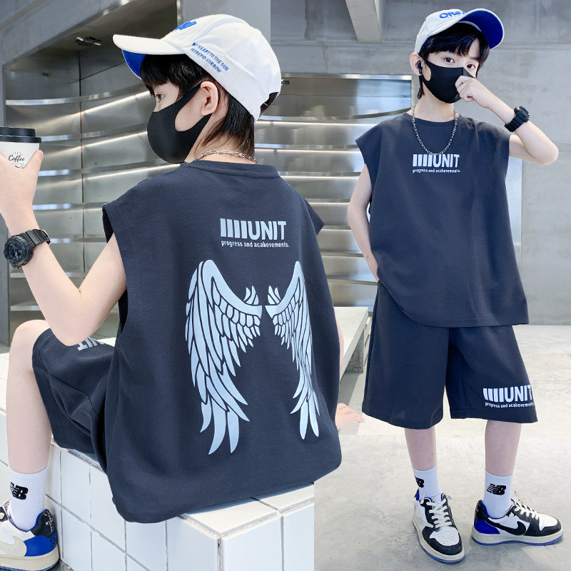 左西官方旗舰店童装男童夏装套装儿童2026新款夏季背心薄款男孩中