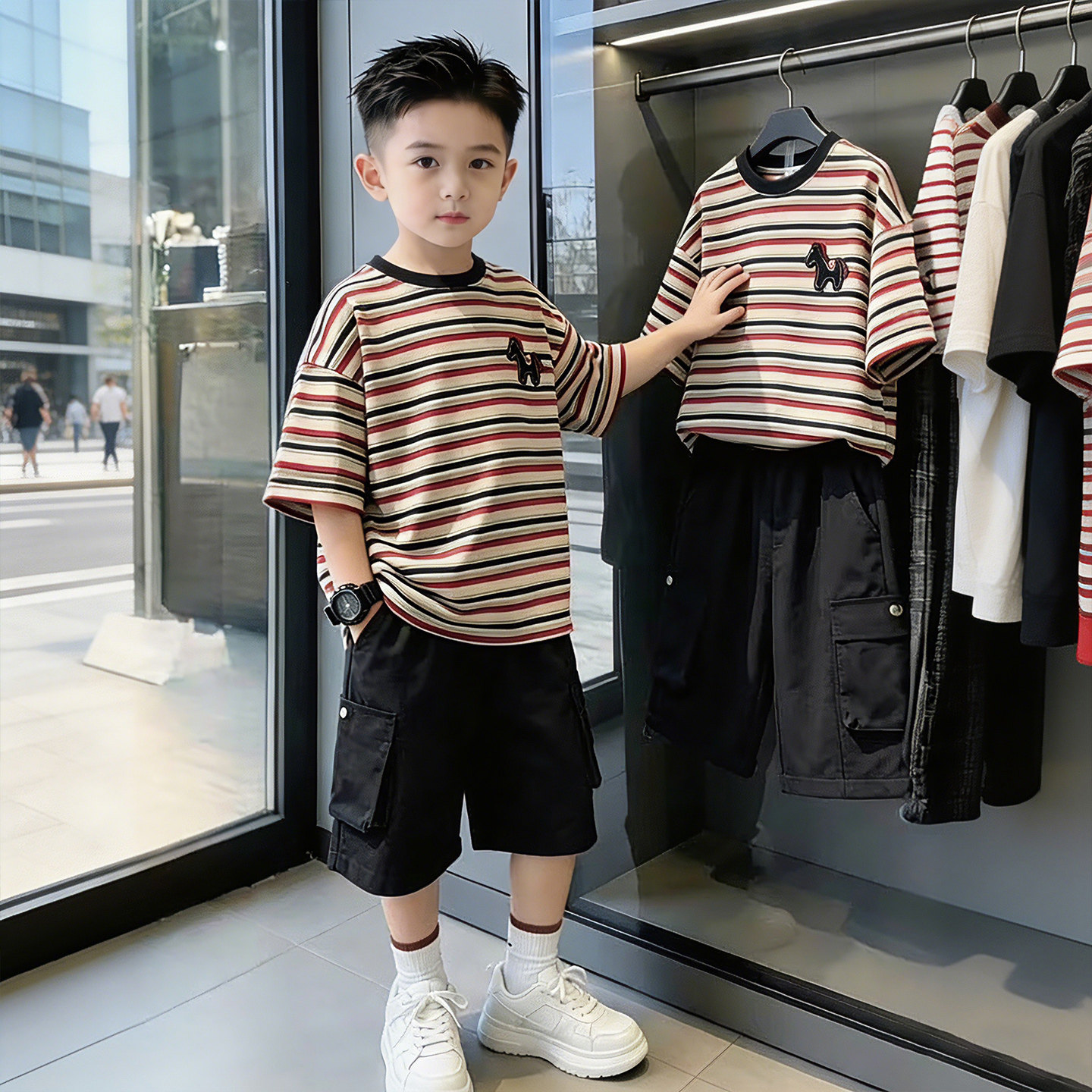 左西官方旗舰店童装男童夏装套装2026新款运动夏款大童短袖夏季薄