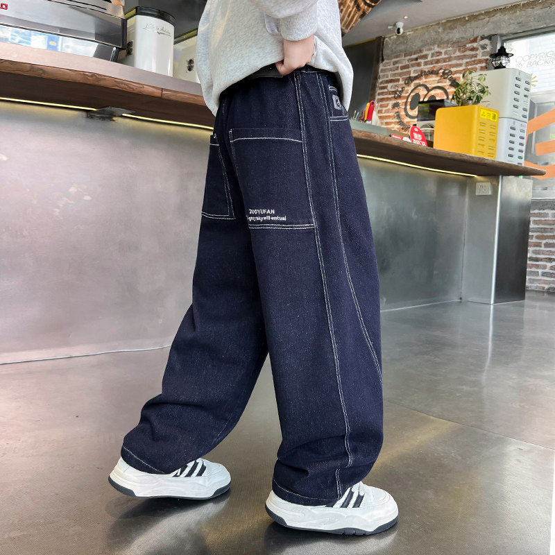 左西风云儿童套装男童春秋款牛仔裤子2026新款春装男孩中大童休闲
