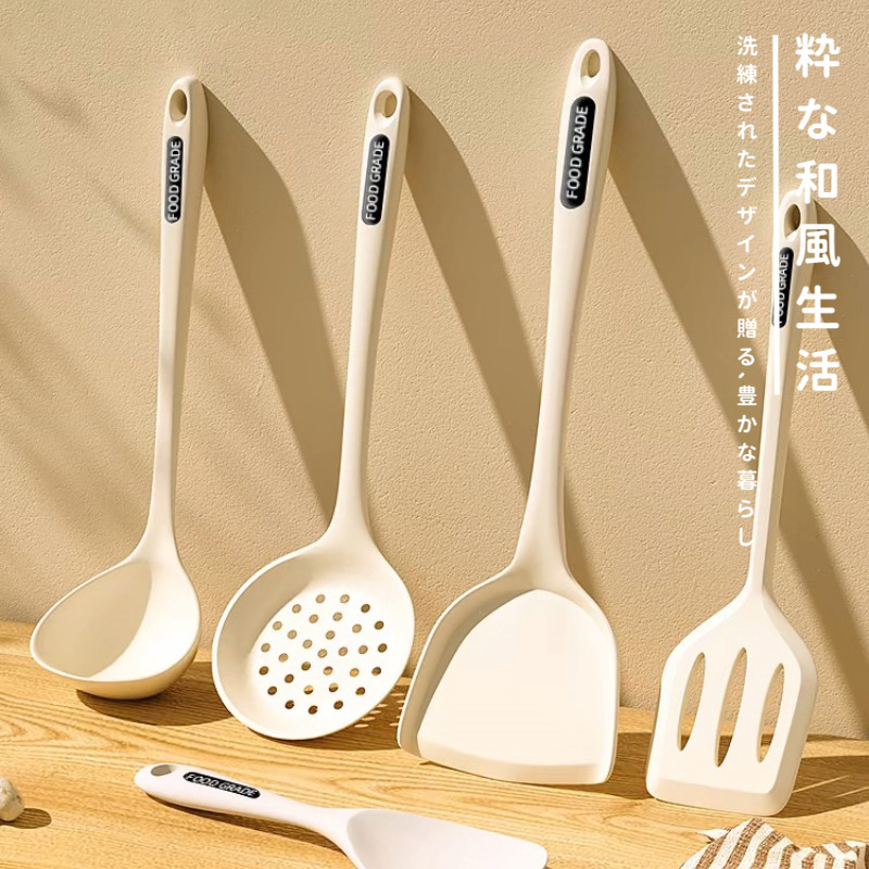 日本严选锅铲套装家用不沾锅厨房专用矽胶耐高温防烫食品级汤勺铲
