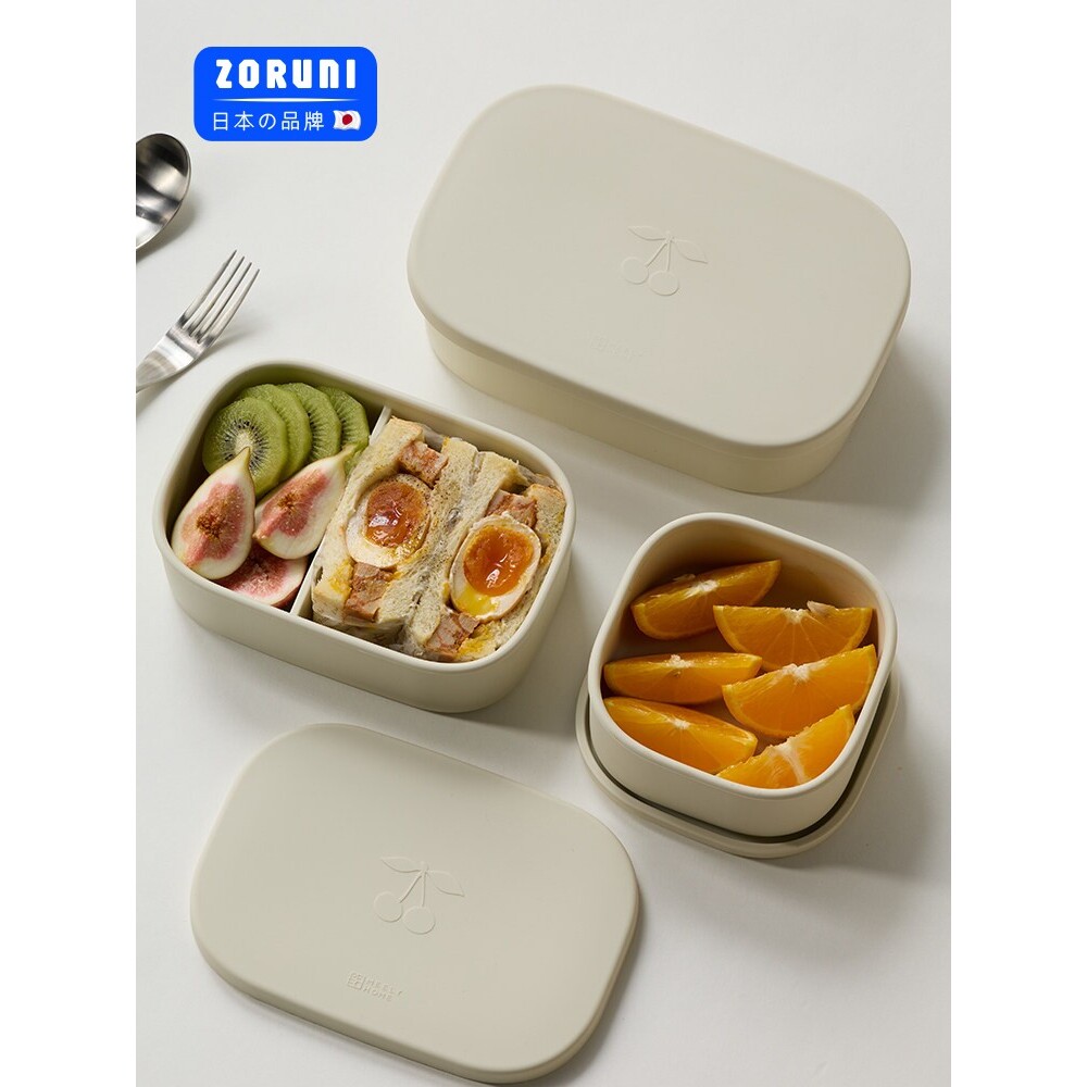 日本新款食品级硅胶饭盒上班族可微波炉加热分格餐盒密封便当盒
