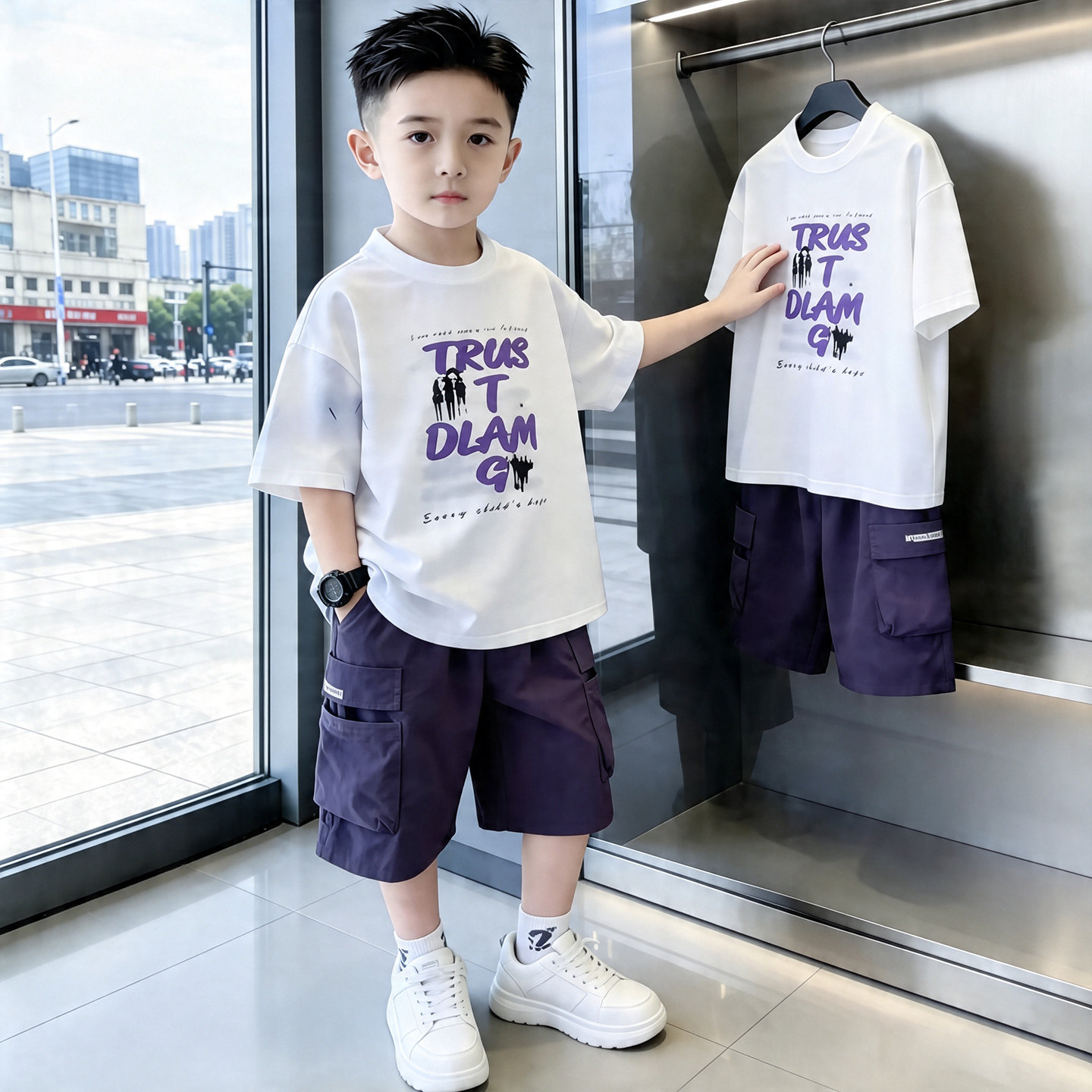 左西官方旗舰店童装男童夏装套装2026新款夏季男孩短袖夏款大儿童