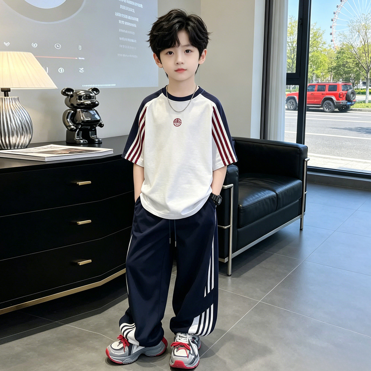 左西官方旗舰店童装男童夏装套装2026新款夏季男孩运动短袖薄款夏