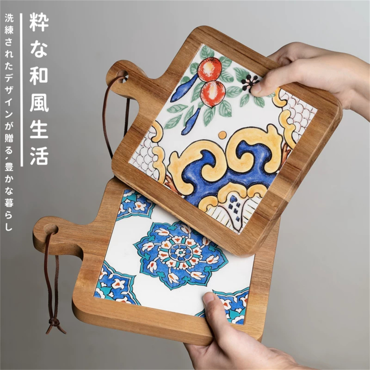 日本餐垫隔热垫餐桌垫实木复古花砖防烫砂锅垫子大号锅垫