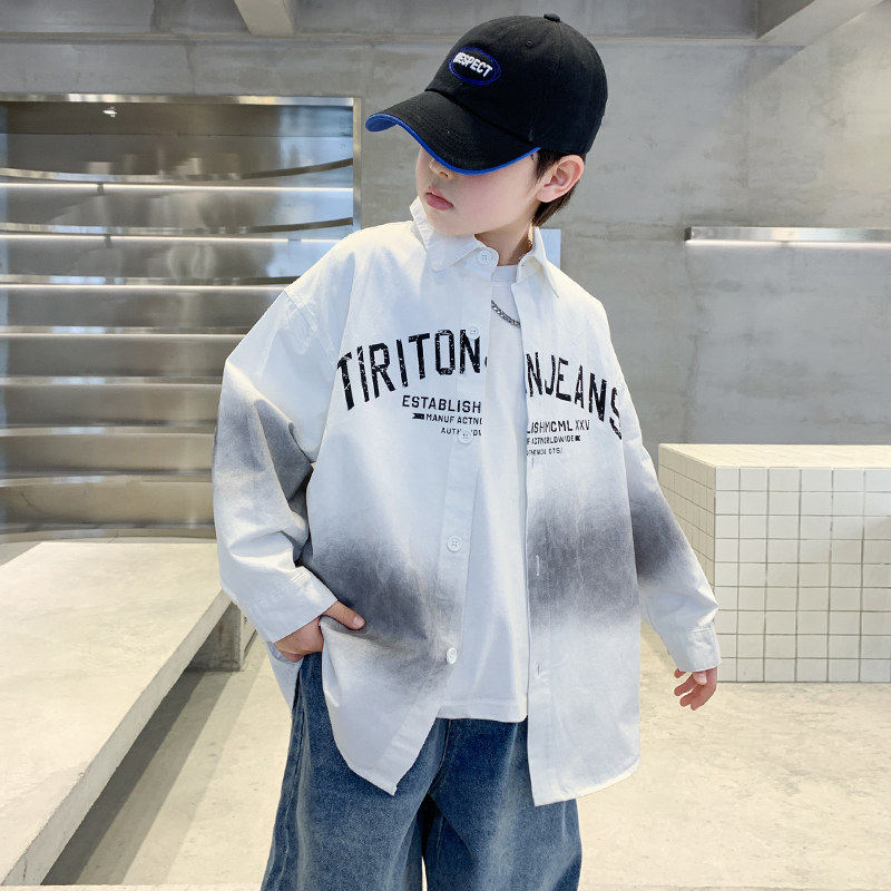 左西风云儿童套装男童春秋款衬衫2026新款春装中大童长袖男孩外套