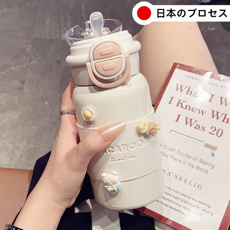 日本简约316保温杯女生可携式带吸管高颜值学生双饮水杯子2024新图片