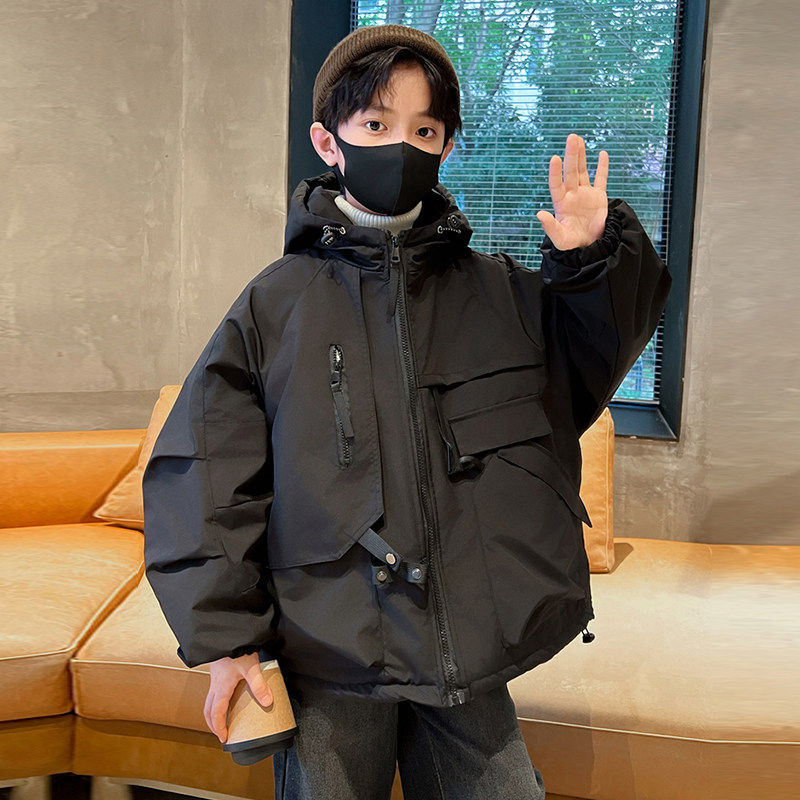 左西风云男童冬装外套2026新款冲锋衣秋冬款大儿童男孩夹棉加厚冬