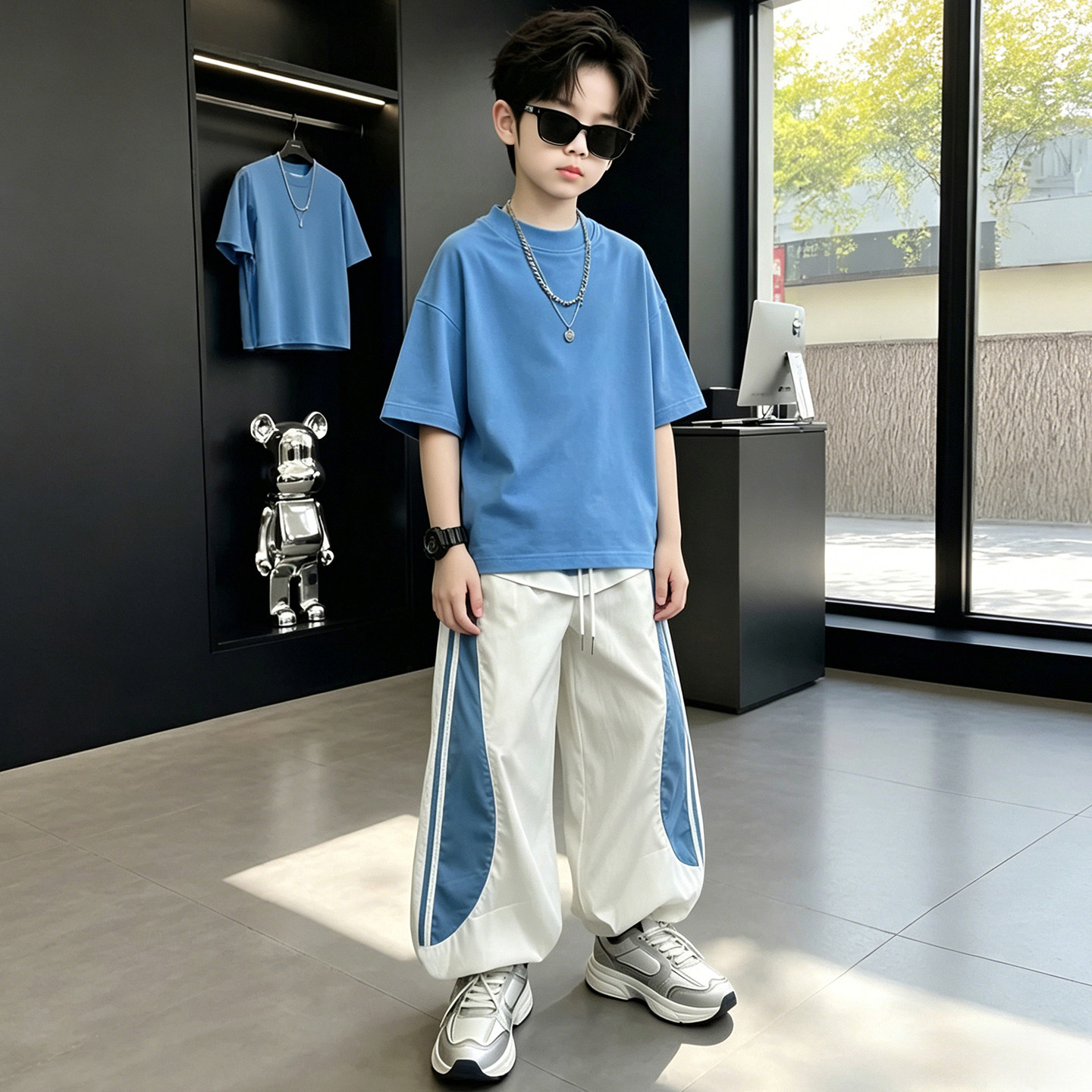 左西官方旗舰店童装男童夏装套装2026新款运动夏款夏季大童短袖薄