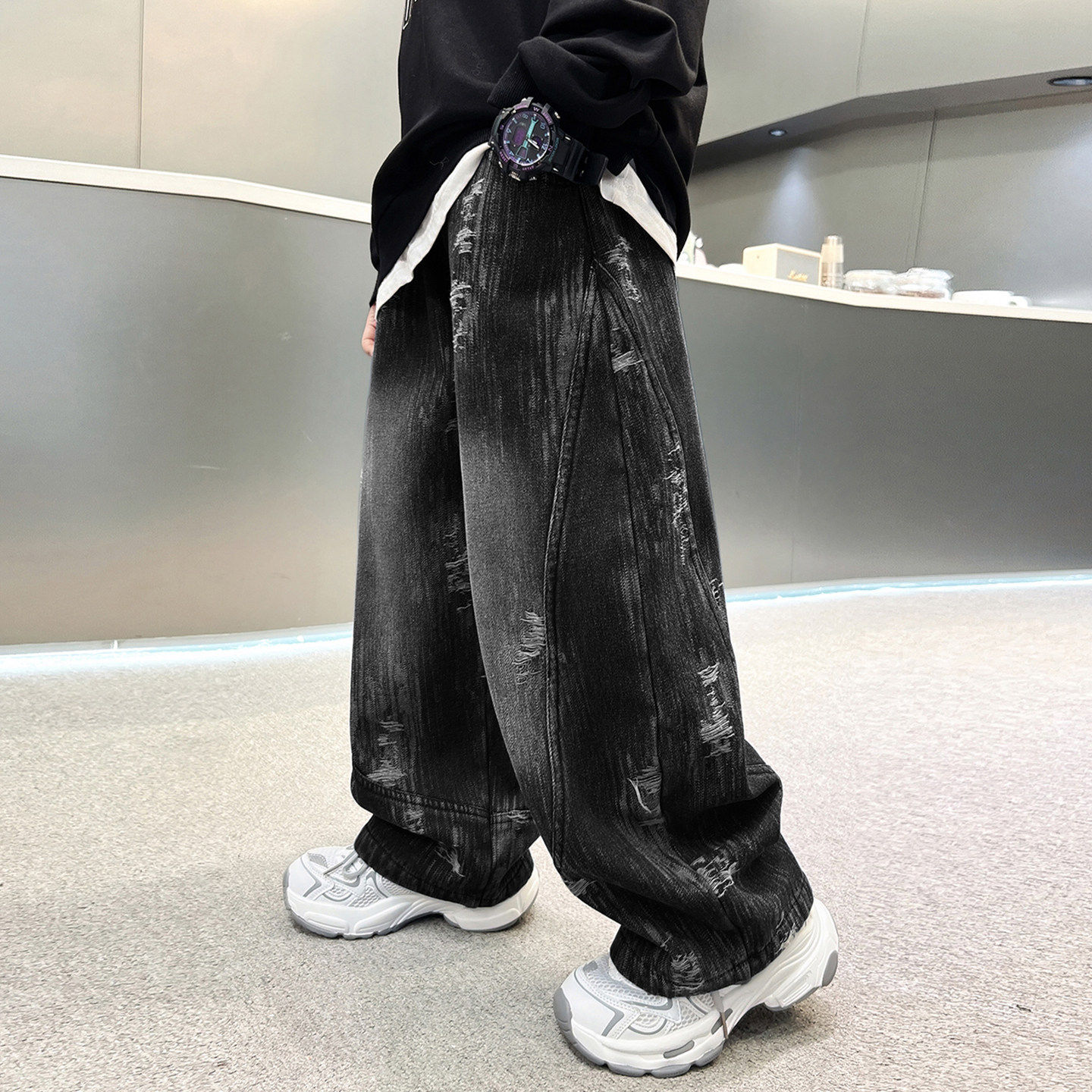 左西风云儿童装男童春秋款牛仔裤子2026新款春季休闲长裤春装中大