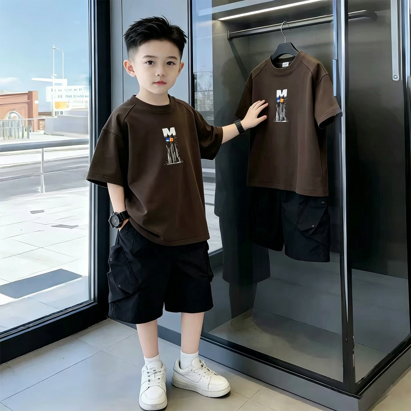 左西官方旗舰店童装男童夏装套装2026新款运动大童短袖夏款夏季男