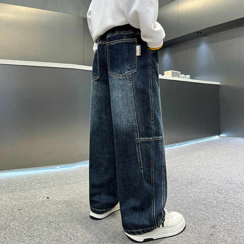 左西风云儿童装男童春秋款牛仔裤子2026新款中大童春装休闲男孩春