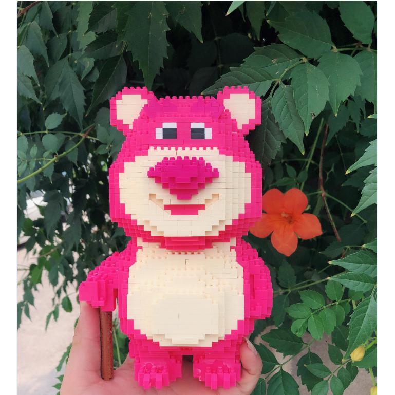 babu block钻石小颗粒积木 儿童拼装玩具总动员草莓熊 熊抱哥8817