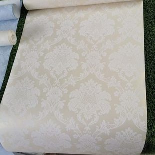 黄米花欧式 大马轻奢客厅家用纹壁纸欧式 墙纸无纺布非士革卧室