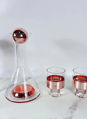 现代简约欧式水晶烟q灰色金色酒具酒杯摆件样板房软装饰品