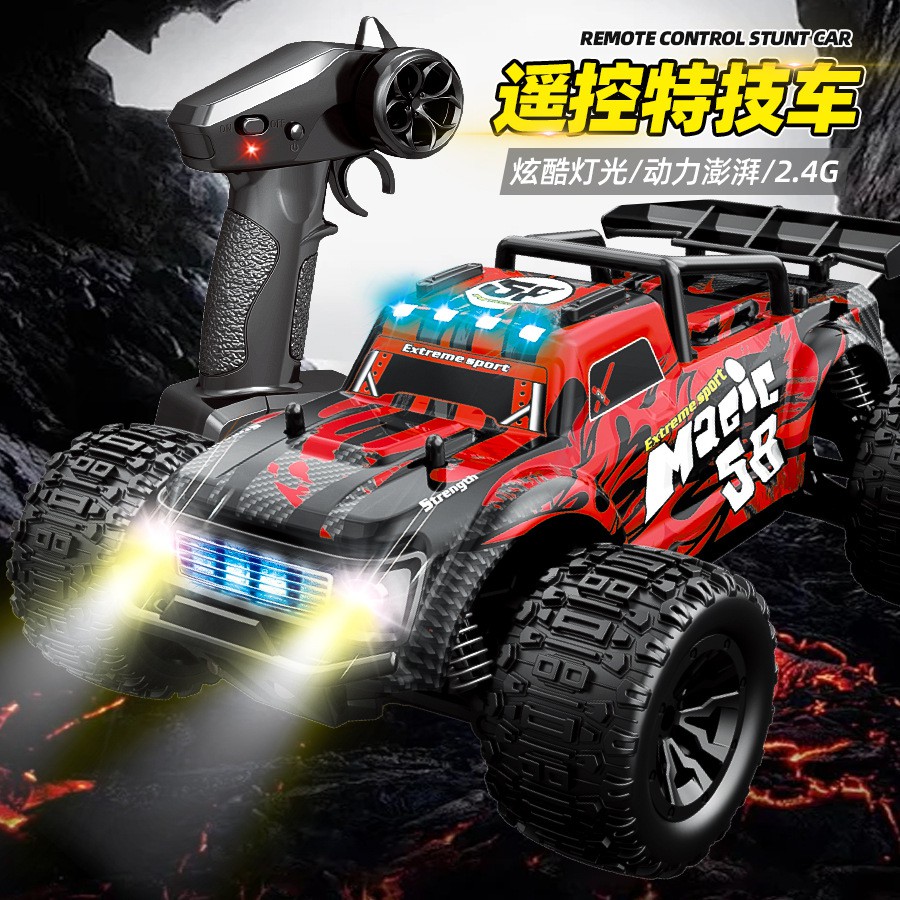 跨境新款2.4G无线高速越野RC遥控车电动灯光竞速漂移赛车模型玩具