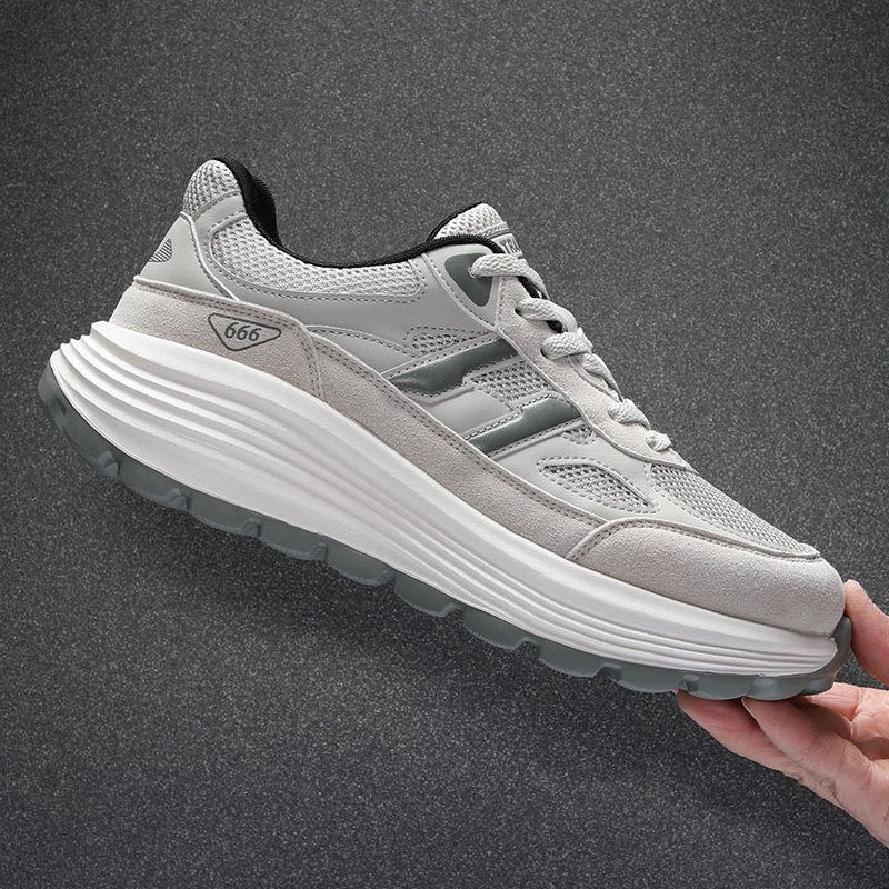 春夏季鞋子男鞋2026新款发泡软底休闲运动鞋真皮拼网透气飞织网鞋