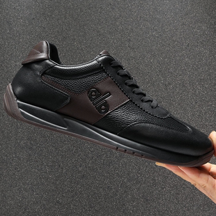 男鞋头层牛皮阿甘鞋男冬季2025新款厚底运动板鞋舒适增高德训鞋潮