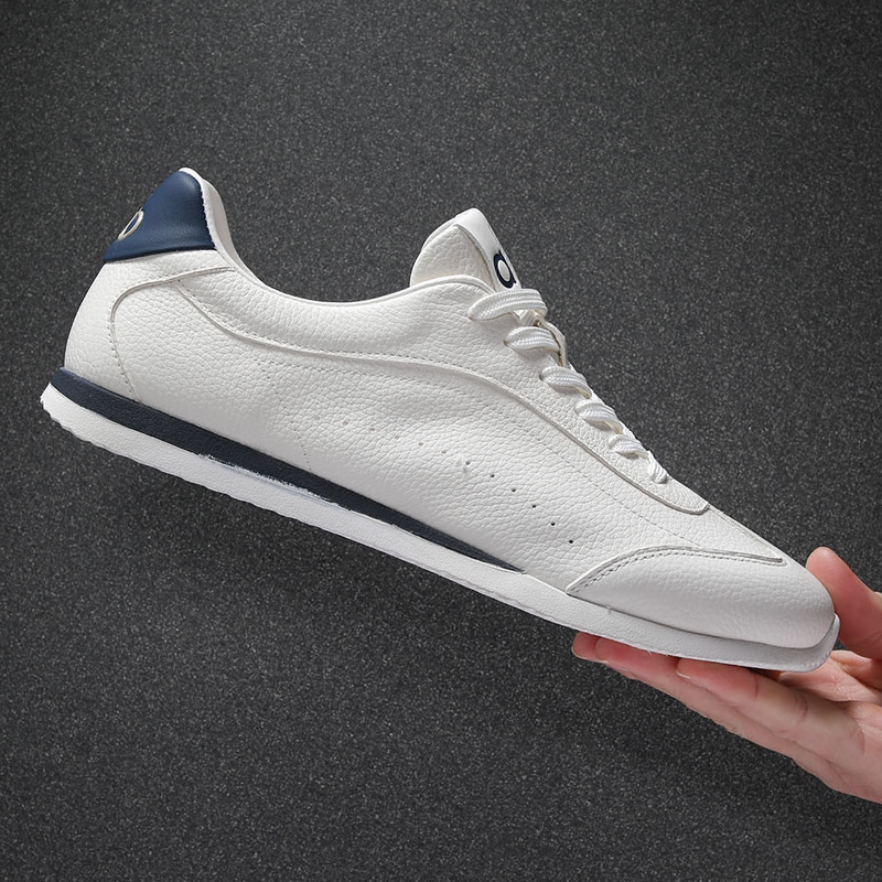 2026春新款德训鞋男款头层软牛皮鞋子男鞋软底白色阿甘鞋休闲透气