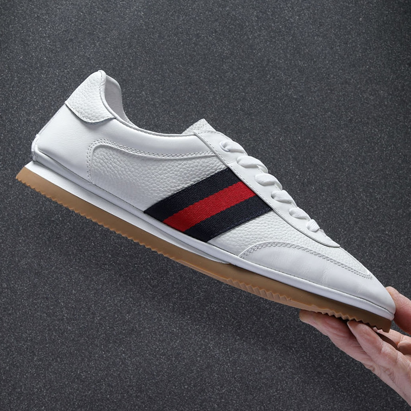 软牛皮德训鞋男款2026新款春季薄款透气鞋子舒适软底百搭运动板鞋