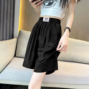 式 宽松性休闲显瘦直筒五分裤 运动短裤 高腰阔腿裤 女夏季 2026年新款