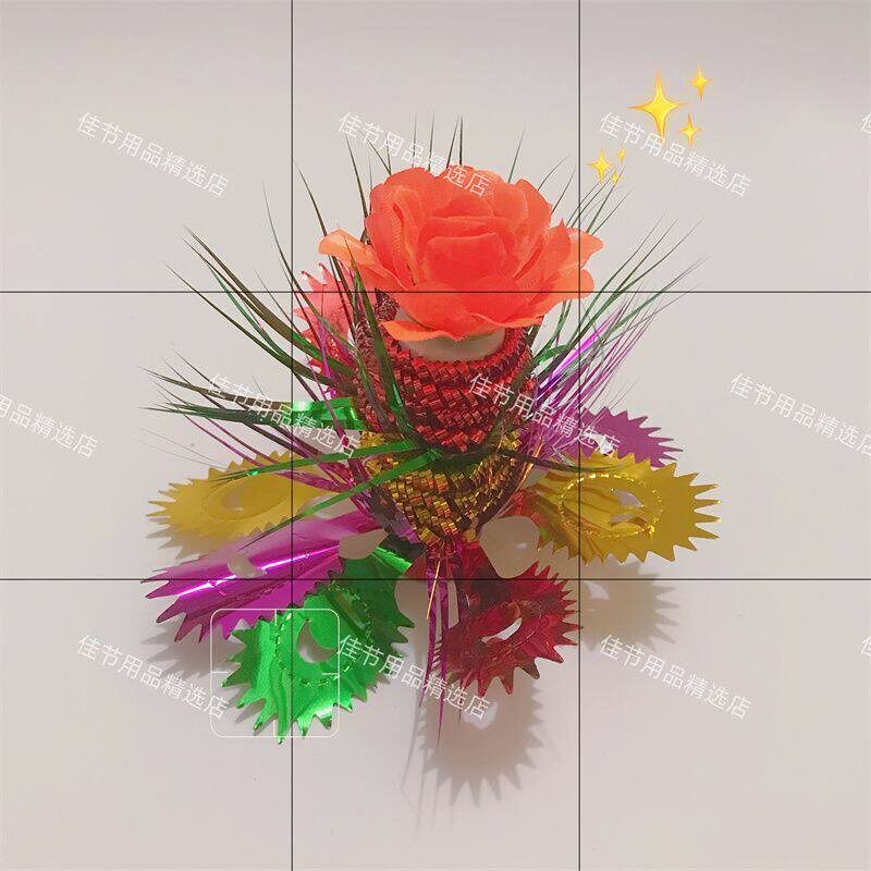 潮汕糖塔寿桃中秋工艺折塔折花蓝装饰花丛斋菜花新款白糖塔装饰