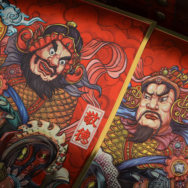 门神2024新年春节年画高档立体浮雕防水金箔门贴装饰秦叔福尉迟恭