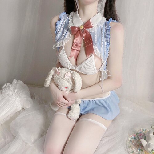 软萌兔耳学生装制服三点诱惑