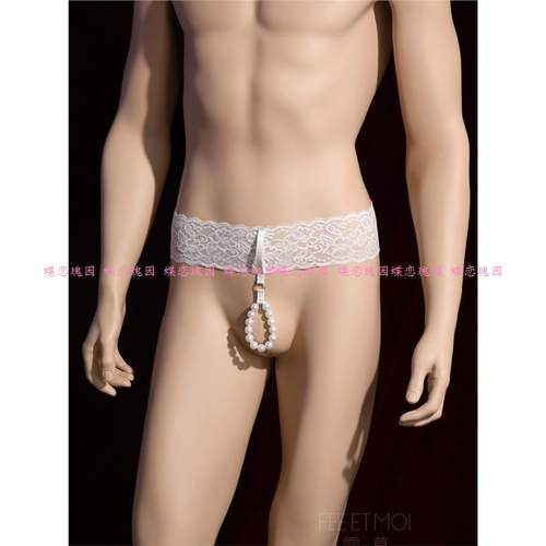 双人趣味连体内裤蕾丝珠链