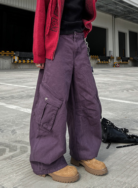 CLOTHESTRADER美式休闲街头解构拼接设计多口袋工装裤休闲弯刀裤